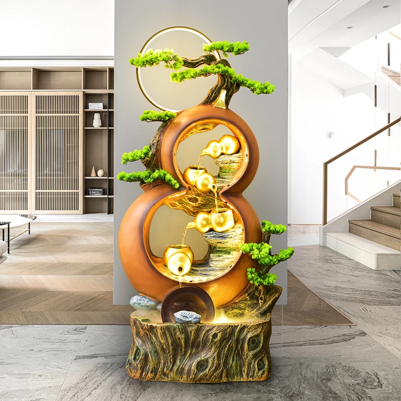 葫芦流水循环景观客厅阳台办公室玄关招财鱼池造景装饰品落地摆件