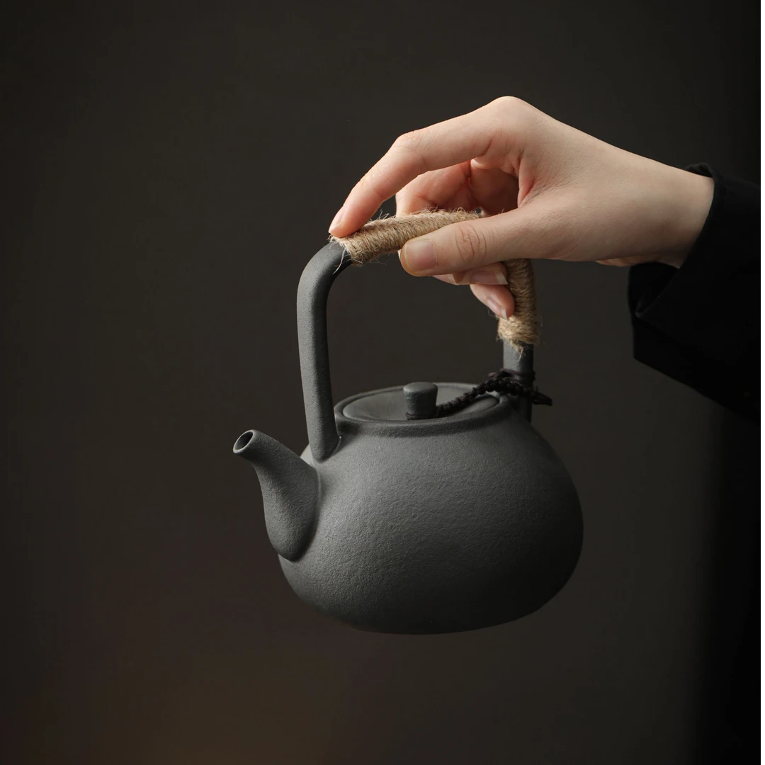火山石养生煮茶壶电陶炉煮茶器酒精炉日式茶炉陶瓷户外烧水壶茶具