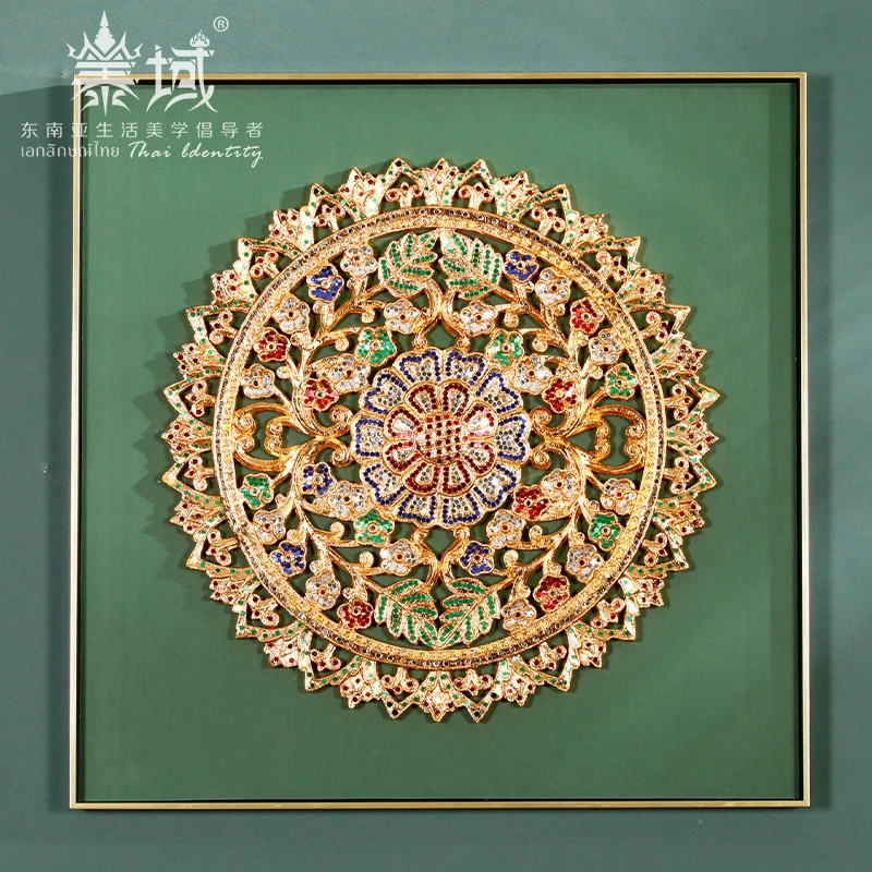 泰域《金莲花》实物画 餐桌背景装饰画 进门玄关画书房茶室墙面挂画