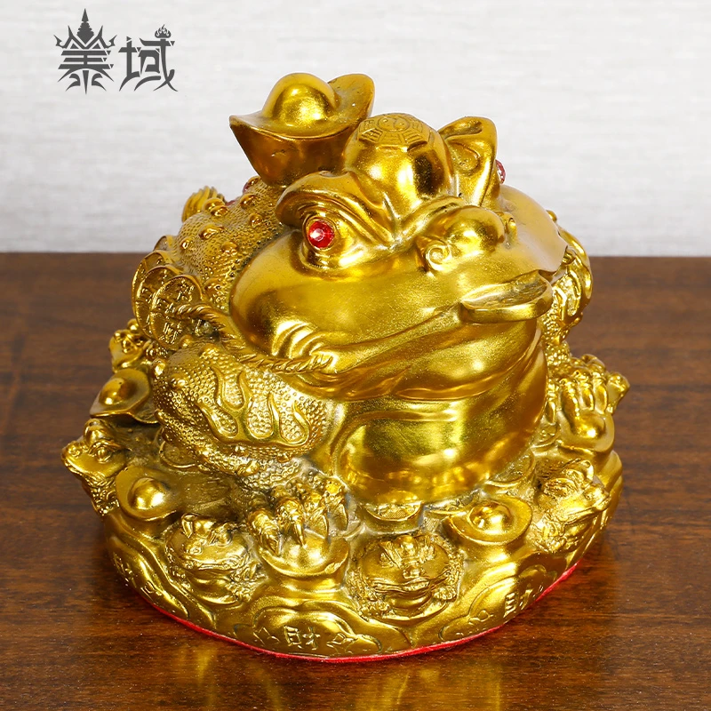 泰域铜雕金蟾摆件 招财进宝铜客厅玄关桌面装饰品