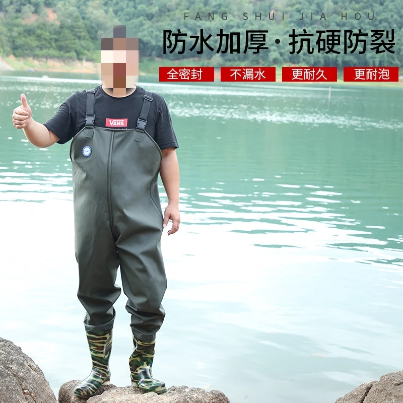 全身下水裤迷彩全身防水捕鱼裤钓鱼裤连体防水裤作业涉水裤挖藕裤