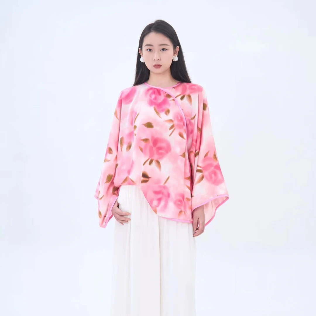 柔雾蔷薇--气质时尚百搭女士夏季复古中式印花 S202403072