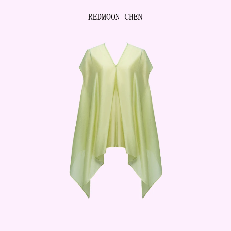 RMC-休闲无袖绿色衬衫上衣-C202204263