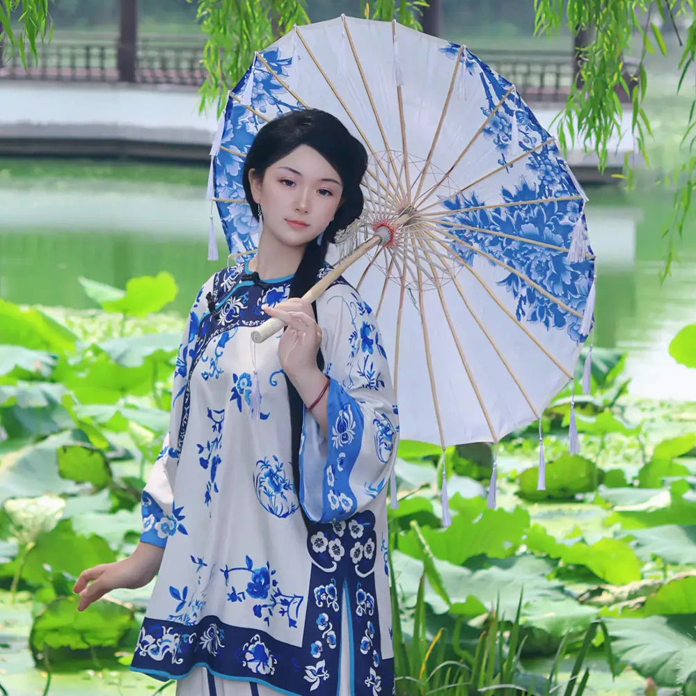 拾梦新中式流苏丝带油纸伞汉服演出摄影道具旗袍走秀古典工艺伞