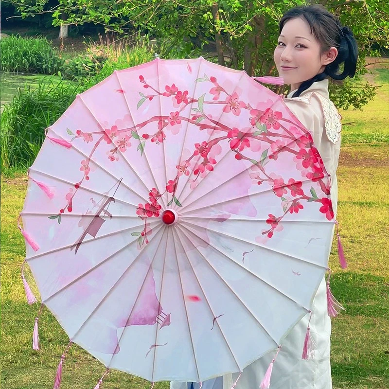 拾梦新中式古风流苏丝带油纸伞汉服演出摄影道具旗袍走秀工艺伞