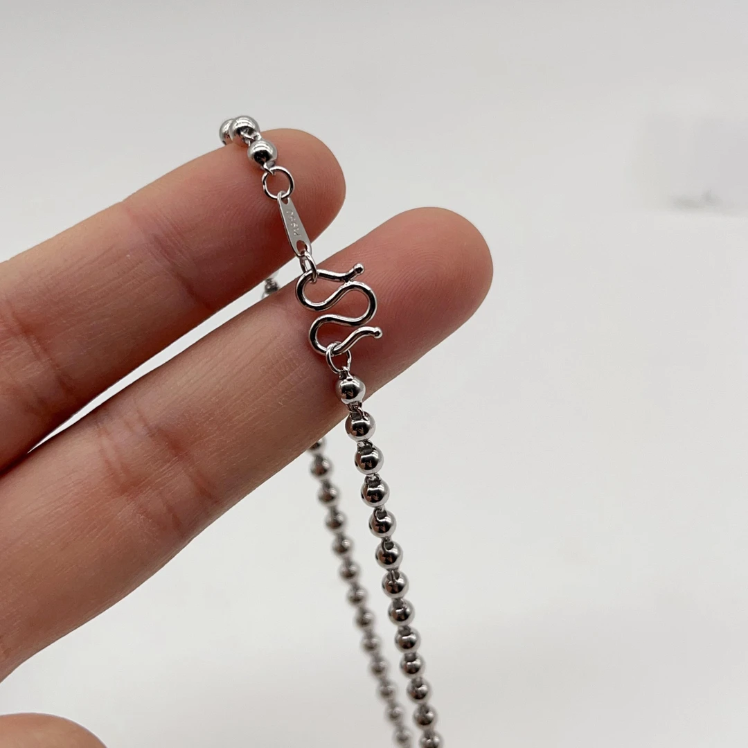 pt950光珠项链 铂金单链简约时尚素链气质轻奢百搭坠链双层礼