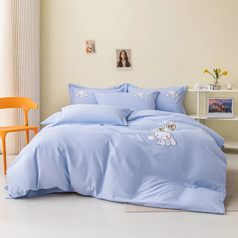 贡缎刺绣高支高密双股纯 棉加厚四件套~