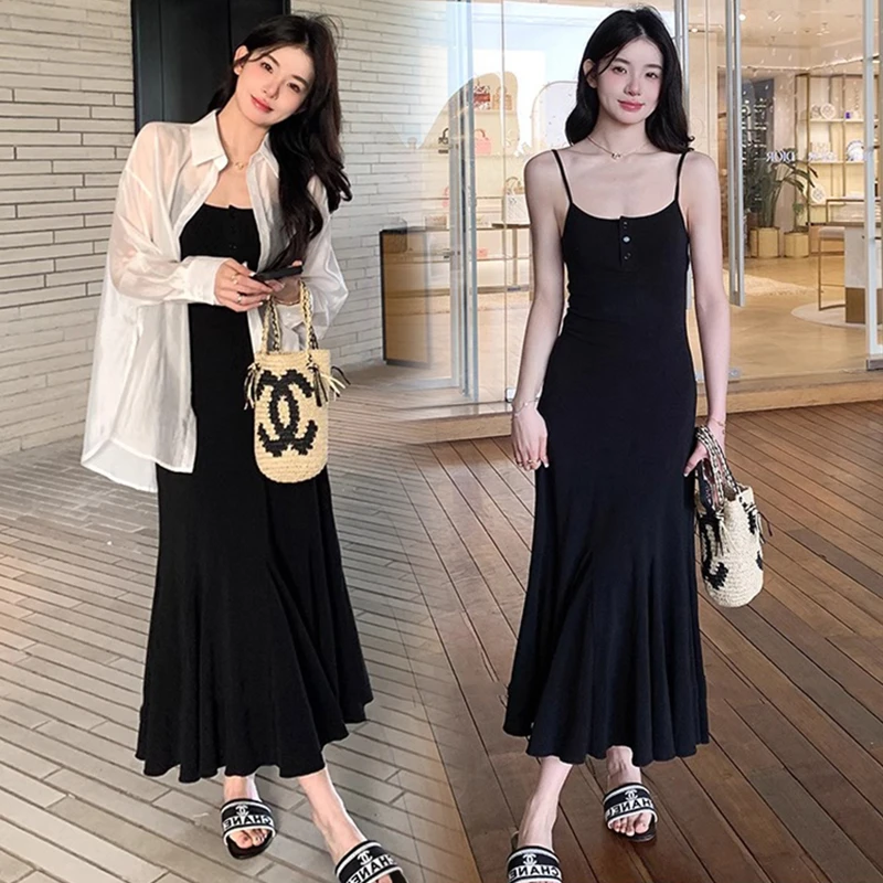 孕妇装夏装连衣裙时尚休闲吊带裙2024新款辣妈鱼尾裙孕期裙子薄款