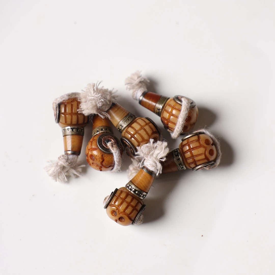 【编号191】耗牛骨手工阿呆文玩手串三通