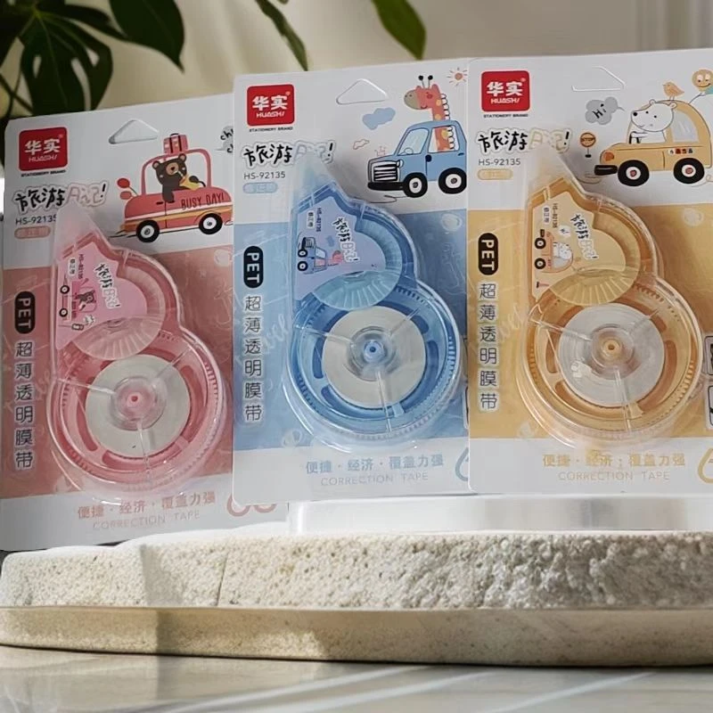 华实HS一92135大容量超薄透明膜带PET材质覆盖力强学生修正涂改带