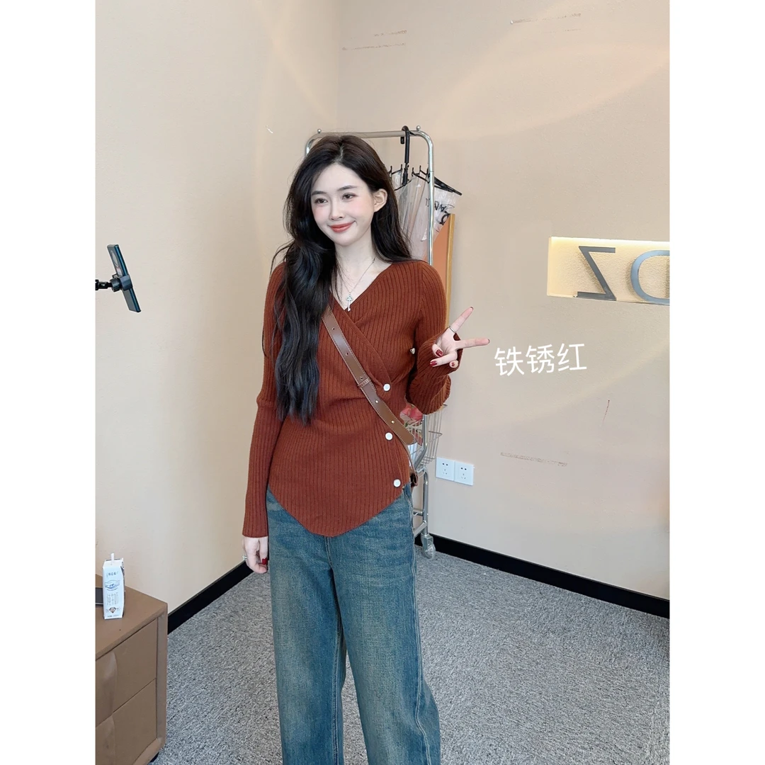 【设计侧扣毛衣】小允姐姐2023新款百搭休闲气质显瘦设计侧扣毛衣