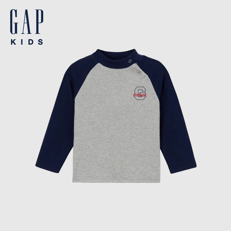 【达人专属】Gap童装2024秋季新款半高领T恤儿童打底上衣646137