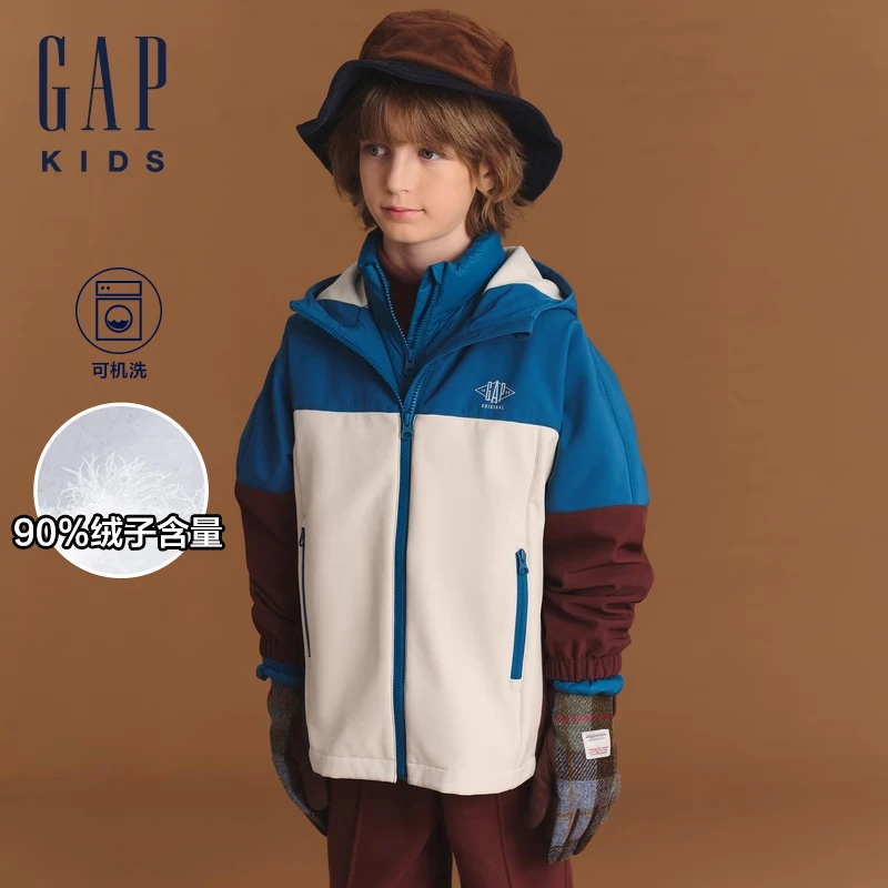 【大小童同款】Gap男童2024冬连帽羽绒服三合一保暖加厚上衣612216