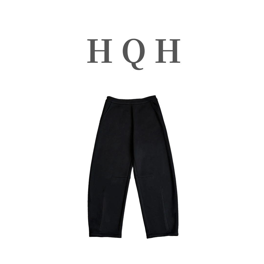 『君君定制』个性通勤遮肉显瘦简约百搭款弯刀显瘦休闲裤2057#