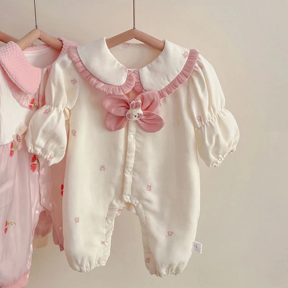 女宝宝秋款双层包屁衣