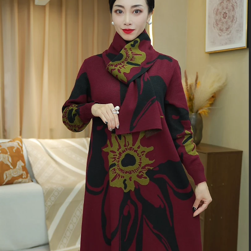 【羊毛/设计款】2024年冬新款时尚百搭宽松套装羊毛连衣裙G1411