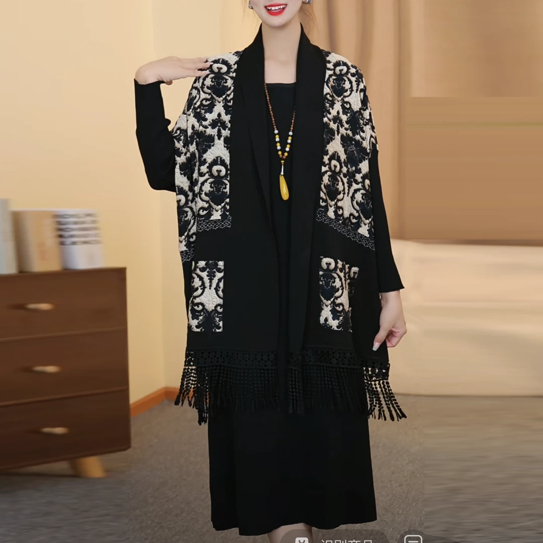 【T010】2024年秋季新款时尚百搭宽松时流苏外套