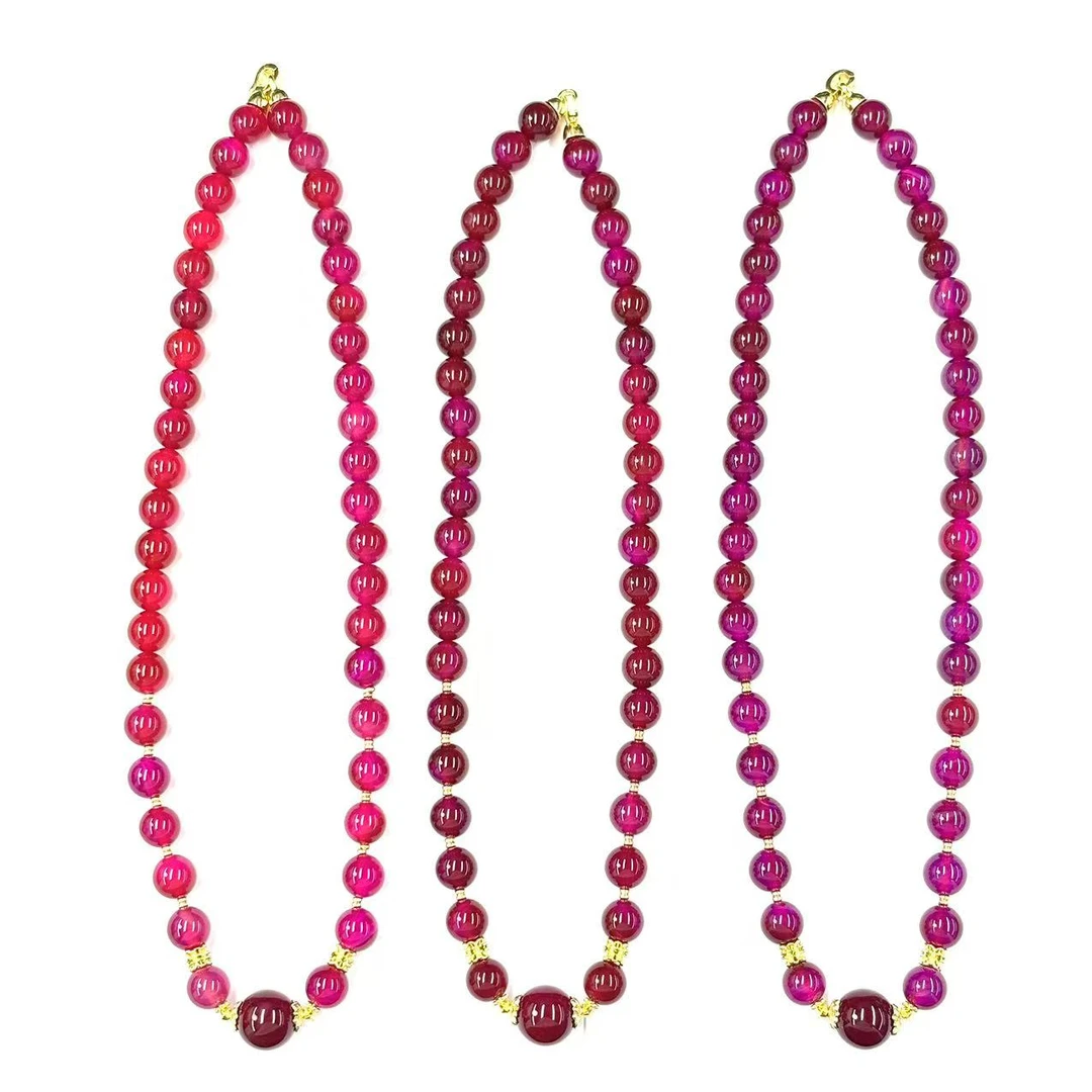 【符老板】y2368-国风气质红景玛瑙圆珠项链-赠礼盒-多样性只发一件