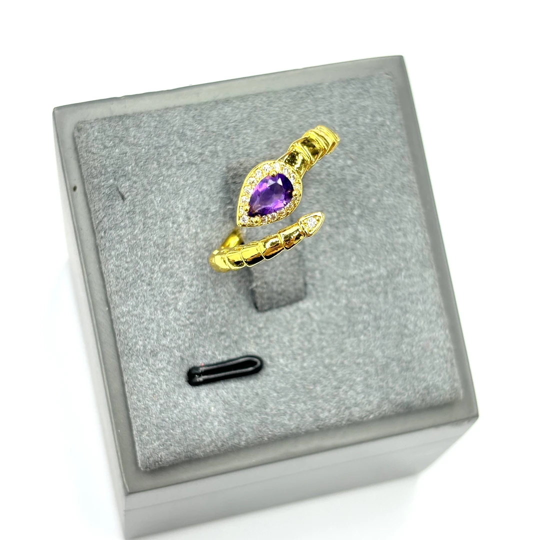 【符老板】c1343-轻奢设计款紫水晶灵蛇戒指-赠礼盒