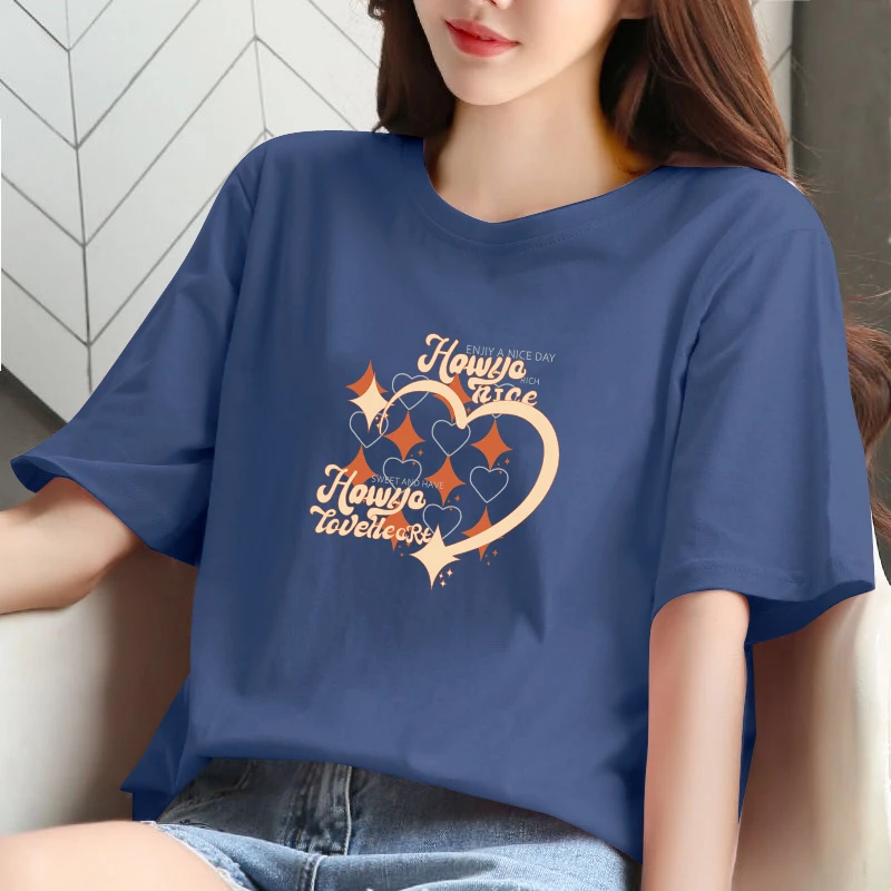 【100%纯棉】短袖宽松大码女士圆领韩版胖MM上衣潮T恤女短袖T恤女