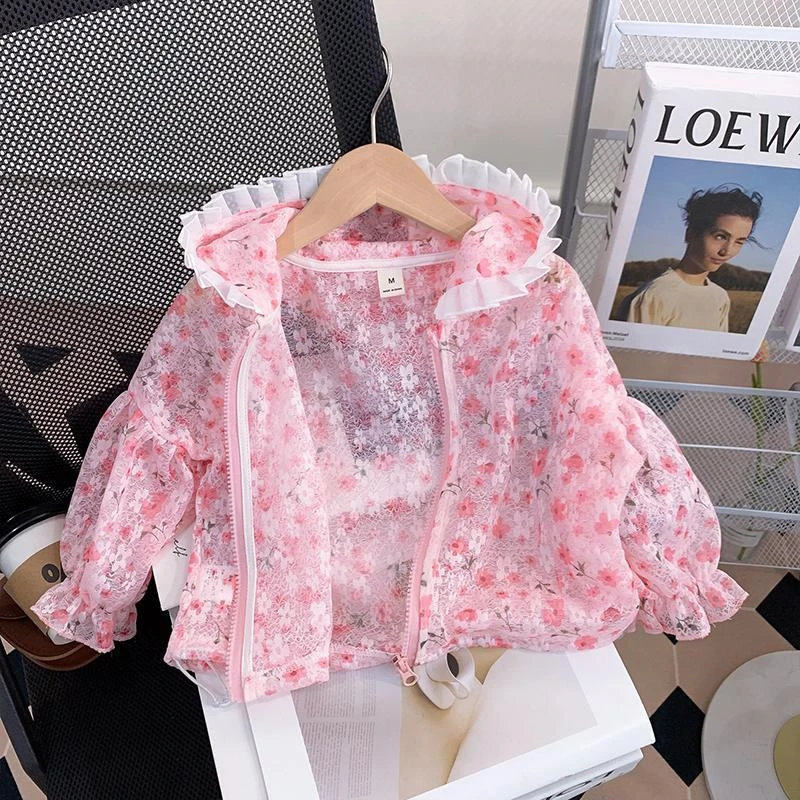 韩范女童防晒衣2025夏装新款儿童轻薄连帽遮阳外套潮宝宝洋气宽松