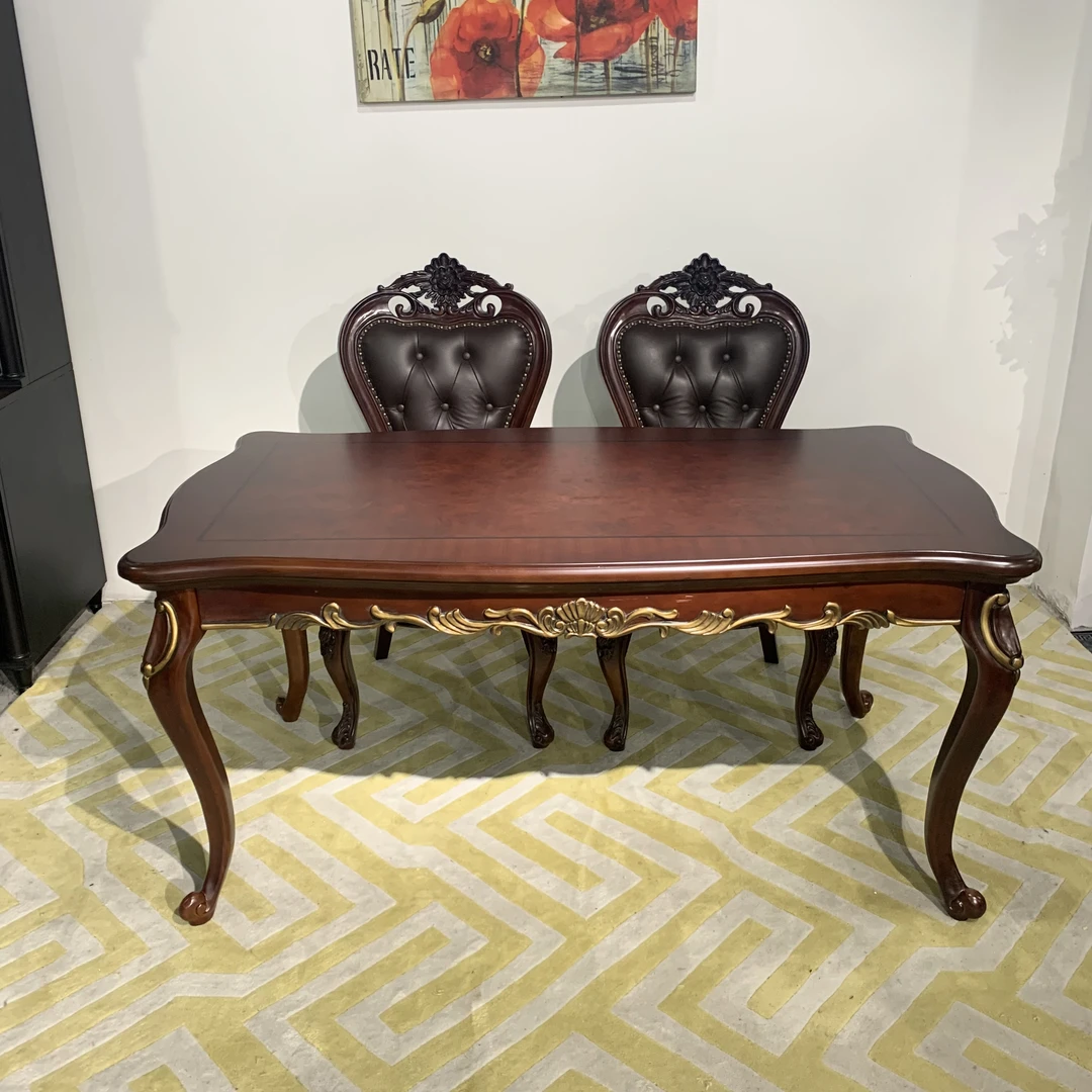 美式雕花餐桌书法桌160 90 76家用