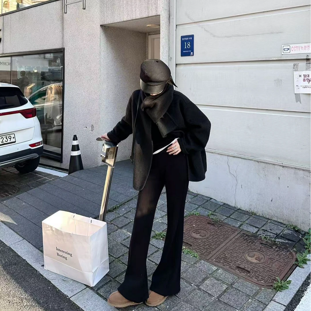 显瘦筷子腿！！冬日神裤2.0加绒高腰西装喇叭裤