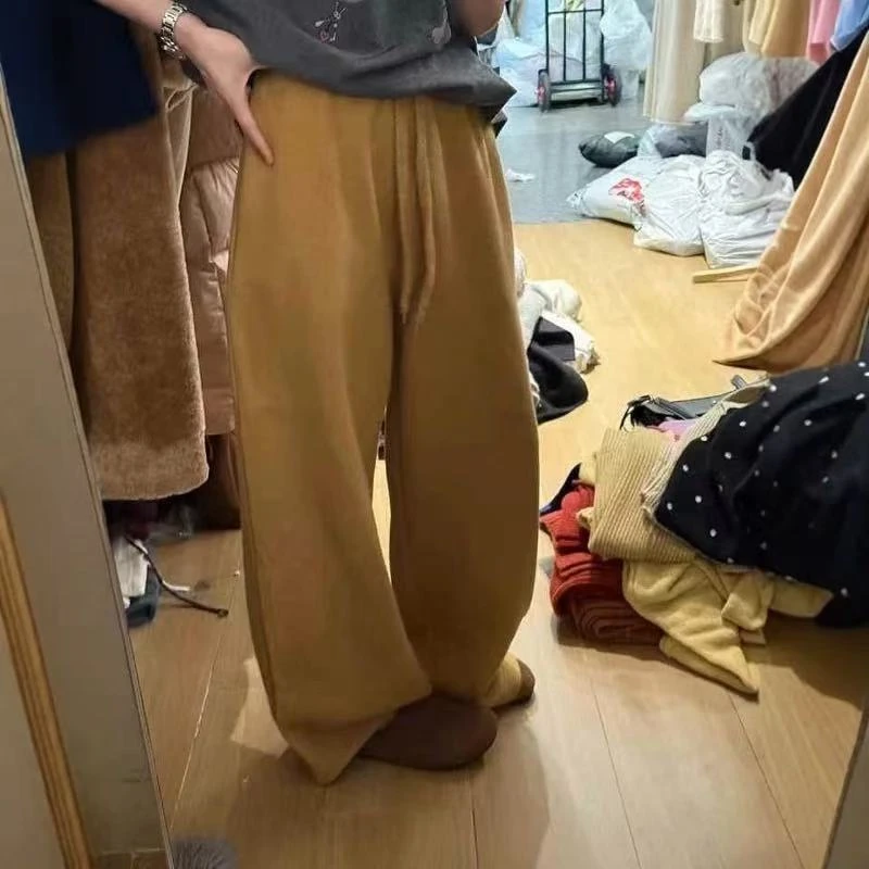 8902好爱阿~私服抽绳毛巾加绒拖地裤