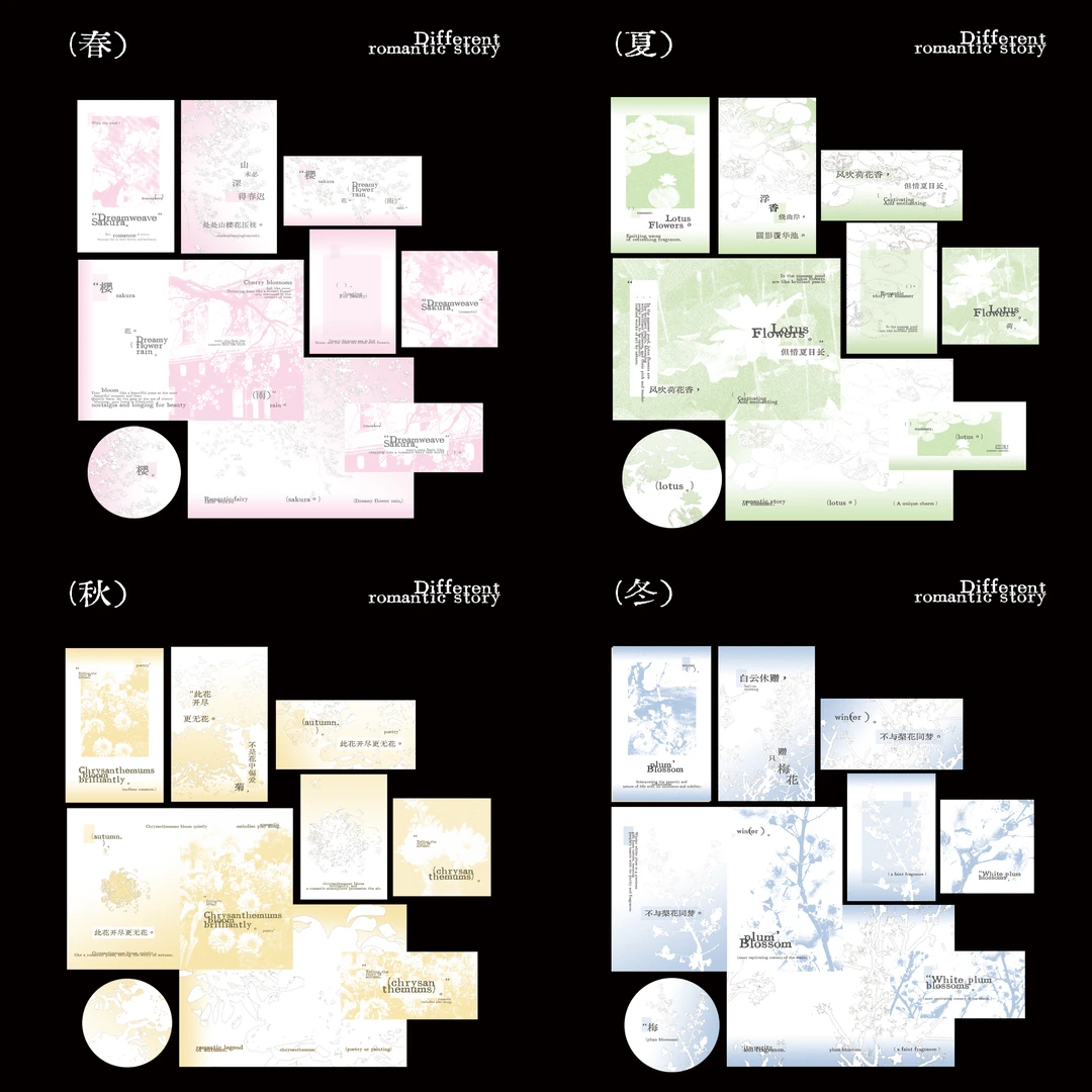 四季流转系列套组封口贴打包材料