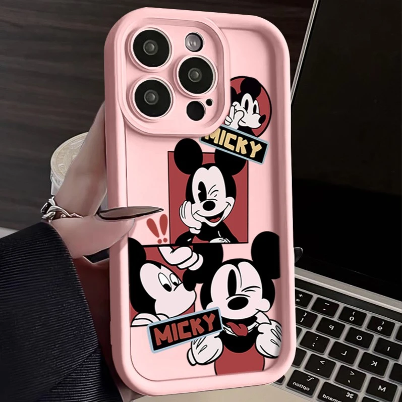 苹果手机壳卡通米奇15新款iPhone14pro硅胶13可爱小众x防摔保护套