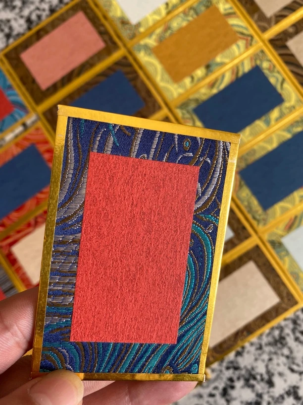 【10张装】宋锦迷你卡纸硬卡国风手写书法卡片摆台金潜纸