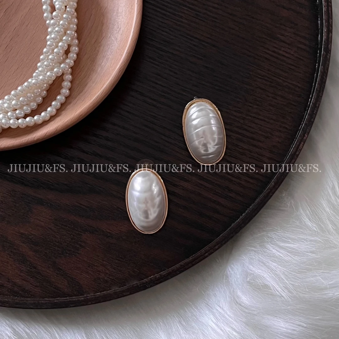 非金属仿珍珠耳饰 JIUJIU&FS“法式耳环”搭配复古日韩小众简约