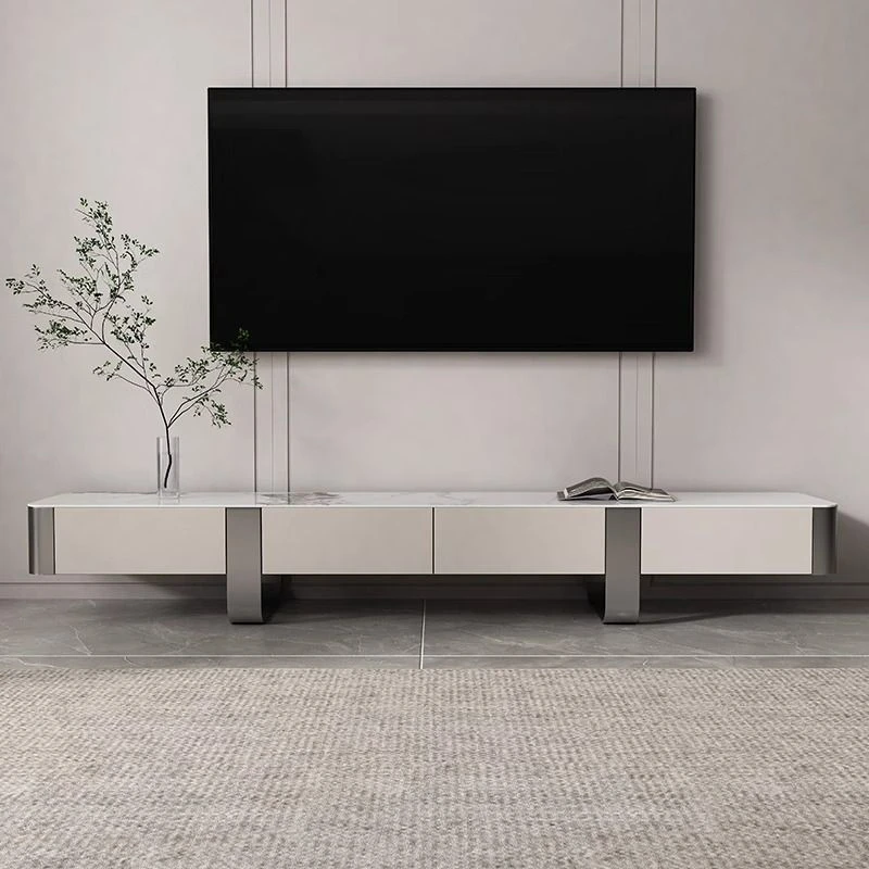 意式轻奢现代简约岩板茶几椭圆形大小组合带抽创意电视柜客厅家用