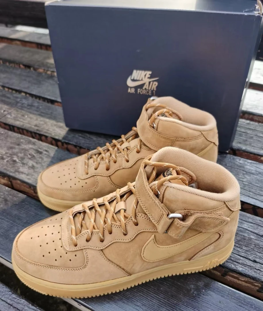 Nike Air Force 空军一号 中帮 板鞋 男女同款小麦色官方正品