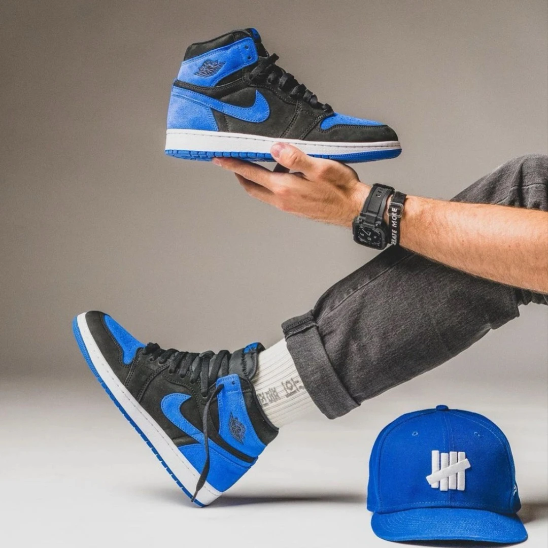 Air Jordan 1 AJ1官方正品 翻毛皮 高帮复古篮球鞋 皇家蓝 男女款