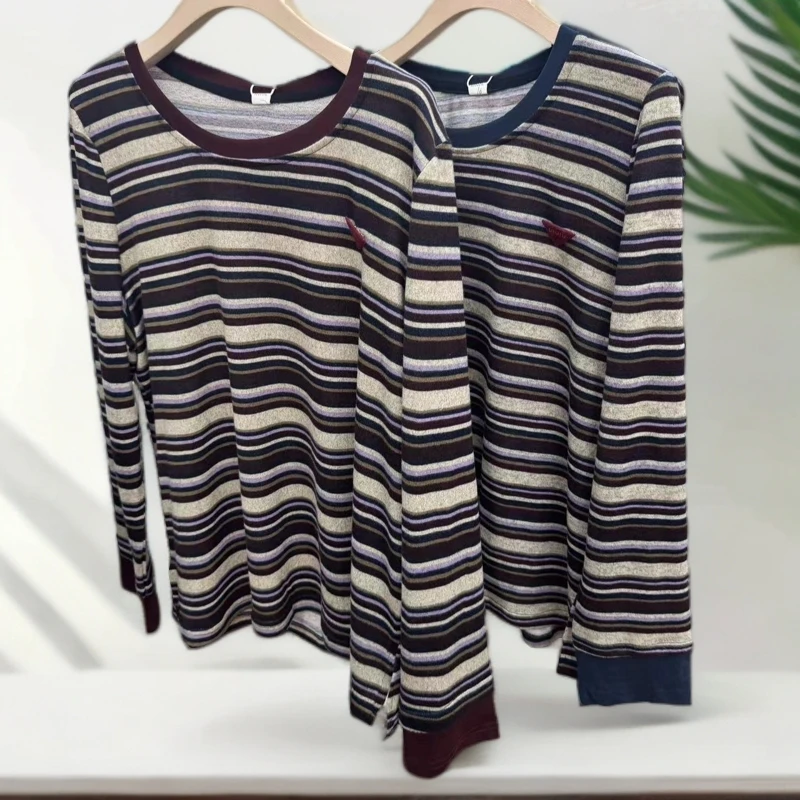 2024秋季款68113长袖圆领条纹打底衫