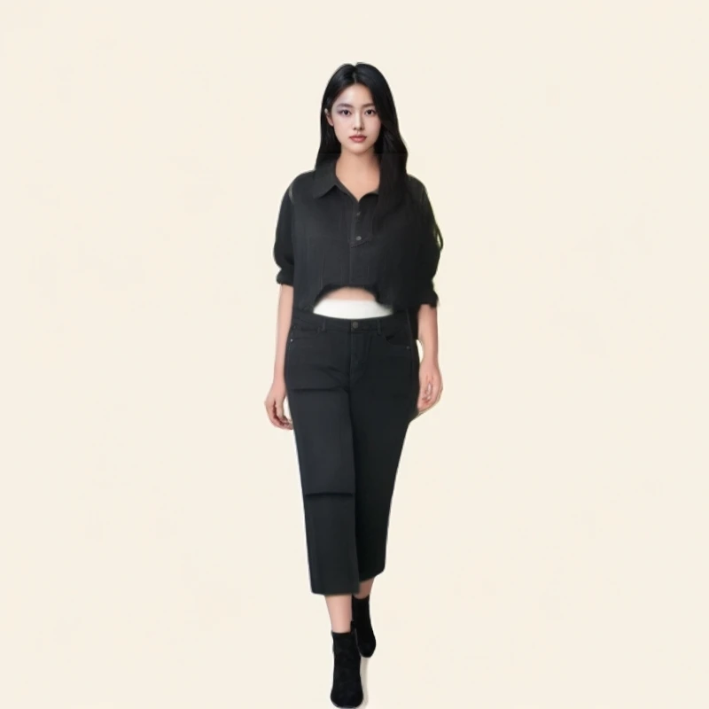 烟管裤，四面弹性大，时尚简约风格女士黑色