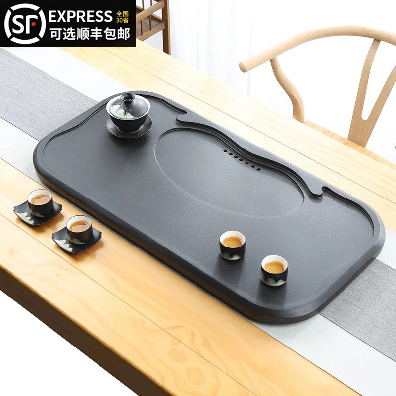 YH天然乌金石茶盘单盘家用简约茶具客厅整块高档石头茶海茶台盘托