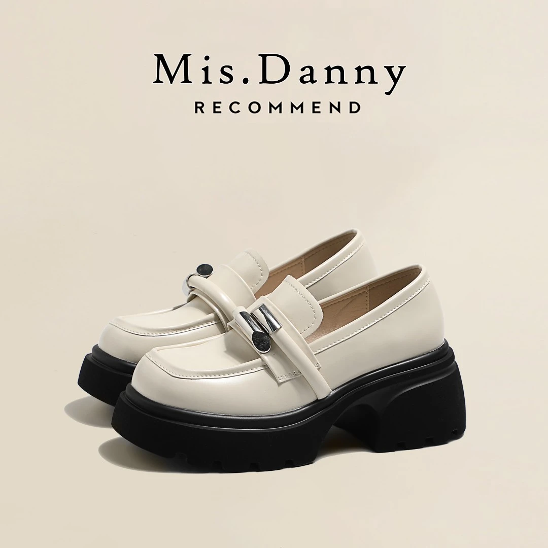 Mis.Danny粗跟厚底乐福鞋复古英伦风小皮鞋2025新款圆头单鞋