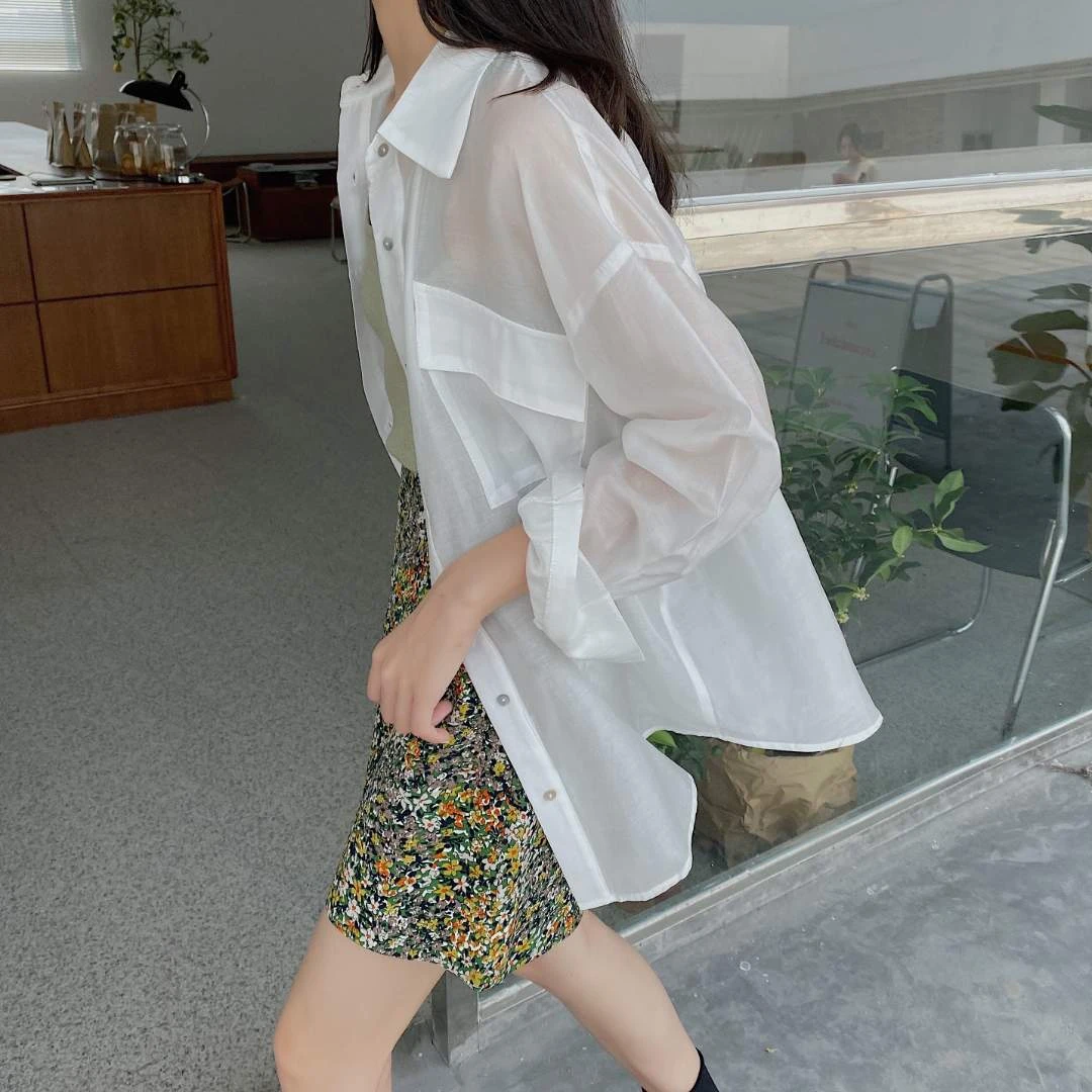 【301-350编码】时尚女装防晒衣衬衫轻奢性感宽松百搭休闲长袖上衣