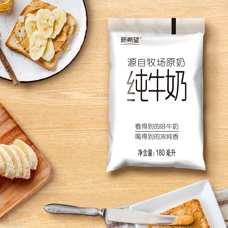 ZB新希望牧场原奶纯牛奶小白袋180ml*12袋