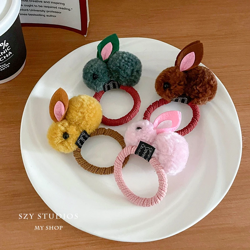 可爱兔子发绳皮筋女扎头头绳发圈2023年新款儿童橡皮筋头饰高弹力