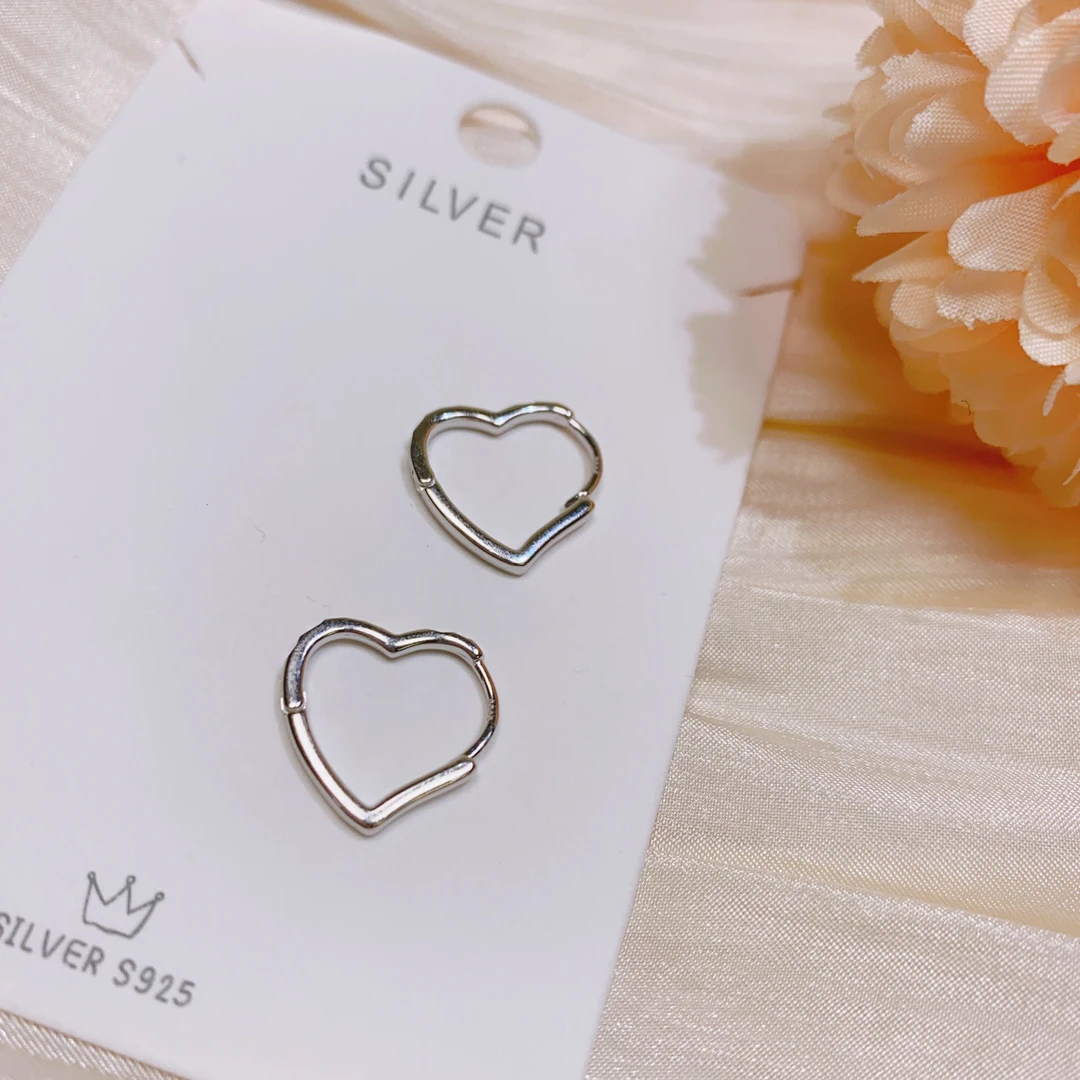 925银耳饰 S925银爱心耳环H048