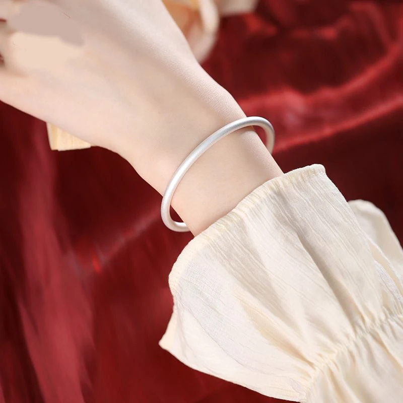 足银手镯 足银999.9古法素圈闭口手镯Z011