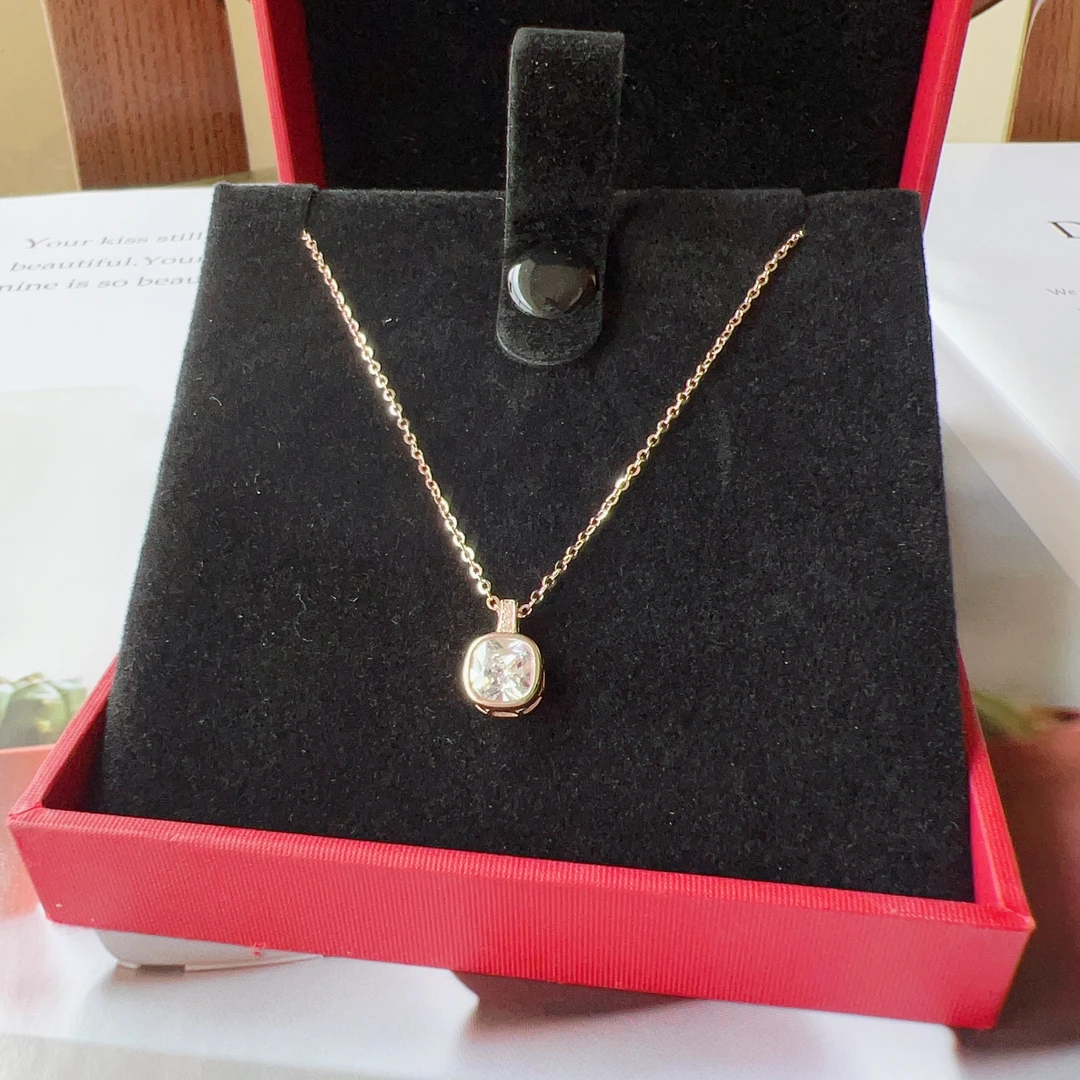 坠链均925银合成锆石 S925银方糖泡泡套链T225