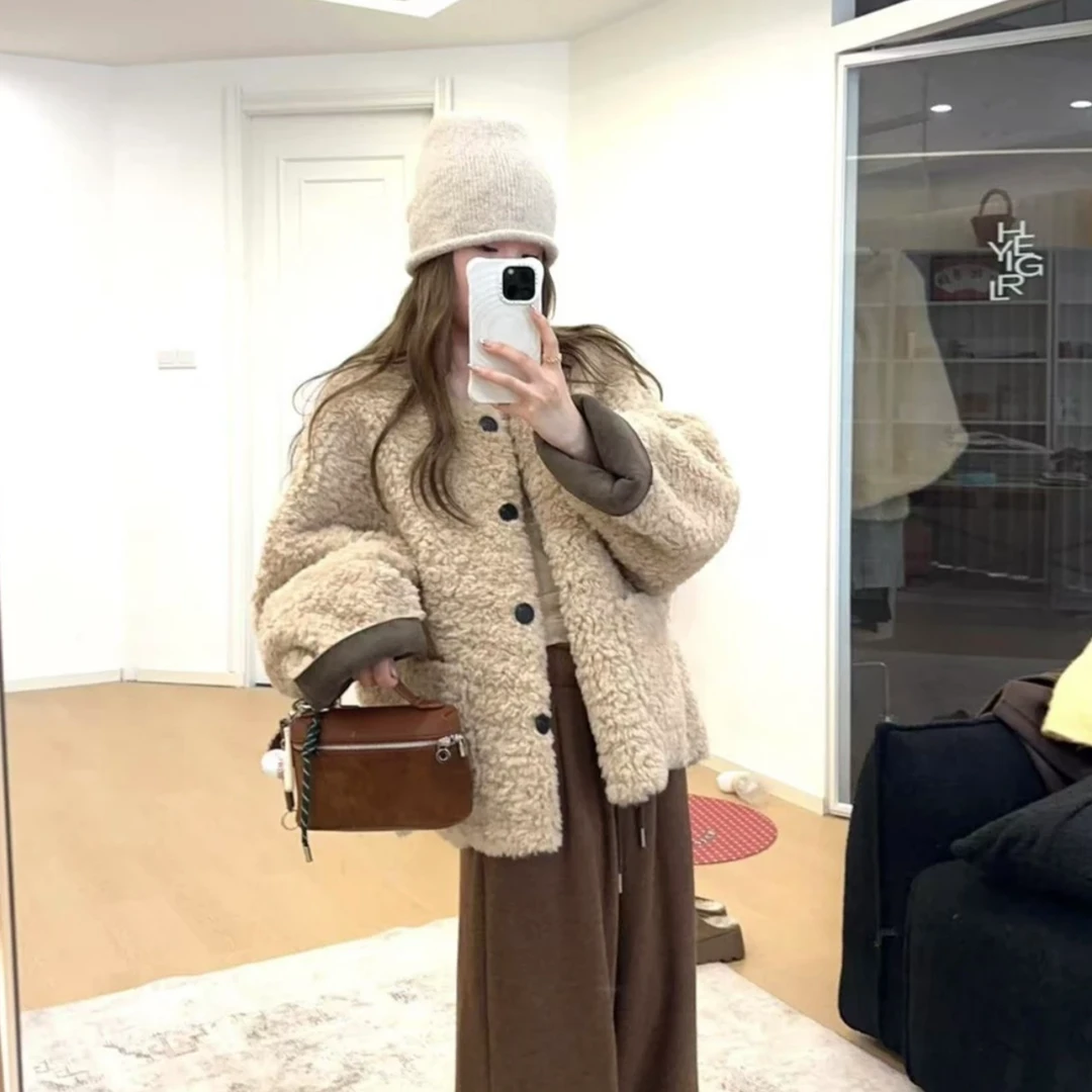 【毛毛外套】秋冬新款女装韩版翻领加厚保暖毛毛外套