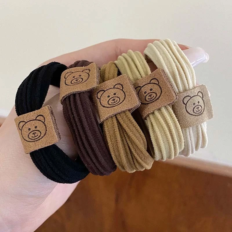 简约高弹力无接缝小熊头绳皮筋女扎头发圈耐用高马尾头饰发绳皮套