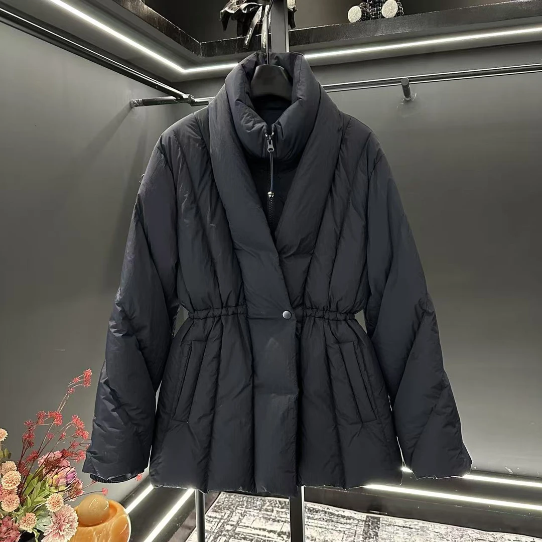 2024冬季新款韩版时尚气质收腰加厚羽绒服保暖休闲小众设计外套