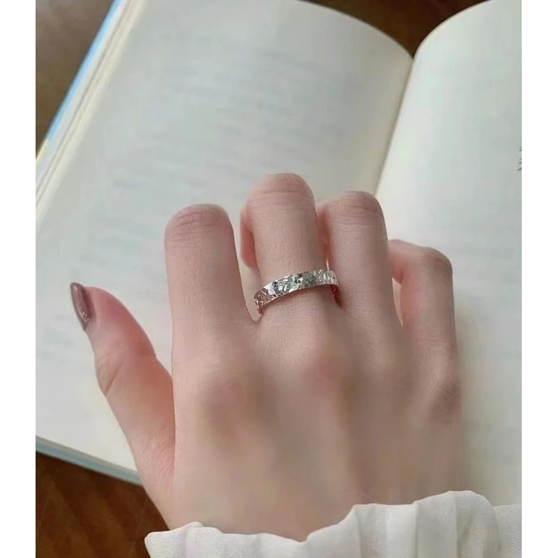 足银银制品 碎碎冰戒指 碎冰冰戒指 情侣对戒 爆闪碎碎冰（604）