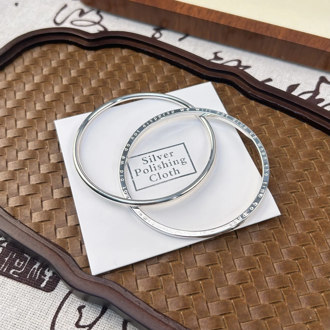 足银银制品 足银999.9双环四叶草手镯足银轻奢时尚镯子古风（602）